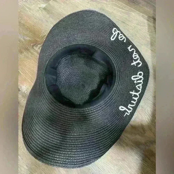 “Do Not Disturb” Black Straw Summer hat - Picture 3 of 7